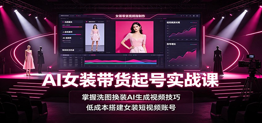 AI女装带货起号实战课：掌握洗图换装AI生成视频技巧，低成本搭建女装短视频账号瀚萌资源网-网赚网-网赚项目网-虚拟资源网-国学资源网-易学资源网-本站有全网最新网赚项目-易学课程资源-中医课程资源的在线下载网站！瀚萌资源网