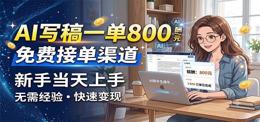 AI写稿一单800，免费接单渠道，一单一结几十到上千，新手当天上手瀚萌资源网-网赚网-网赚项目网-虚拟资源网-国学资源网-易学资源网-本站有全网最新网赚项目-易学课程资源-中医课程资源的在线下载网站！瀚萌资源网