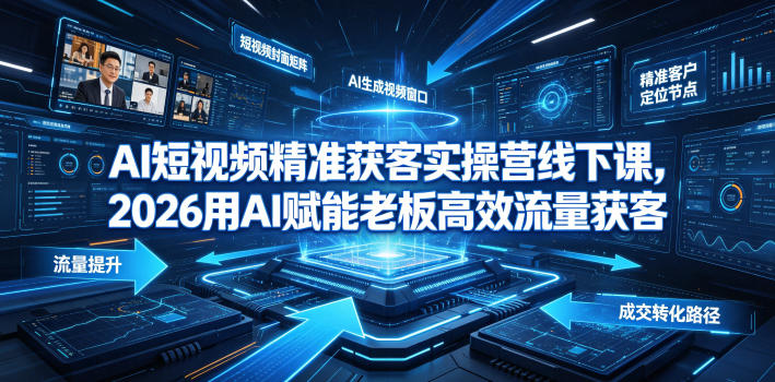 AI短视频精准获客实操营6月10-14号线下课，2026用AI赋能老板高效流量获客瀚萌资源网-网赚网-网赚项目网-虚拟资源网-国学资源网-易学资源网-本站有全网最新网赚项目-易学课程资源-中医课程资源的在线下载网站！瀚萌资源网