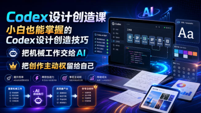 Codex设计创造课，小白也能掌握的Codex设计创造技巧，把机械工作交给AI，把创作主动权留给自己瀚萌资源网-网赚网-网赚项目网-虚拟资源网-国学资源网-易学资源网-本站有全网最新网赚项目-易学课程资源-中医课程资源的在线下载网站！瀚萌资源网