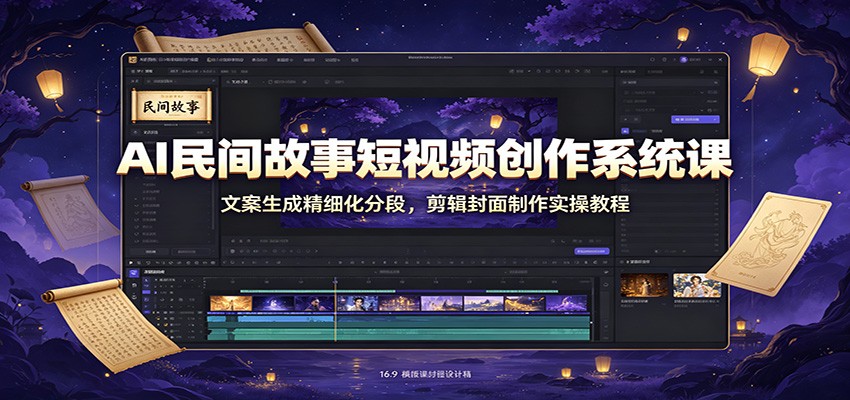 AI民间故事短视频创作系统课：文案生成精细化分段，剪辑封面制作实操教程瀚萌资源网-网赚网-网赚项目网-虚拟资源网-国学资源网-易学资源网-本站有全网最新网赚项目-易学课程资源-中医课程资源的在线下载网站！瀚萌资源网