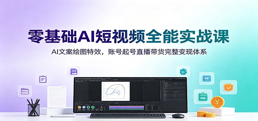 零基础AI短视频全能实战课：AI文案绘图特效，账号起号直播带货完整变现体系瀚萌资源网-网赚网-网赚项目网-虚拟资源网-国学资源网-易学资源网-本站有全网最新网赚项目-易学课程资源-中医课程资源的在线下载网站！瀚萌资源网