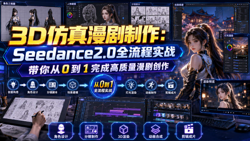 3D仿真漫剧制作：Seedance2.0全流程实战，带你从0到1完成高质量漫剧创作瀚萌资源网-网赚网-网赚项目网-虚拟资源网-国学资源网-易学资源网-本站有全网最新网赚项目-易学课程资源-中医课程资源的在线下载网站！瀚萌资源网