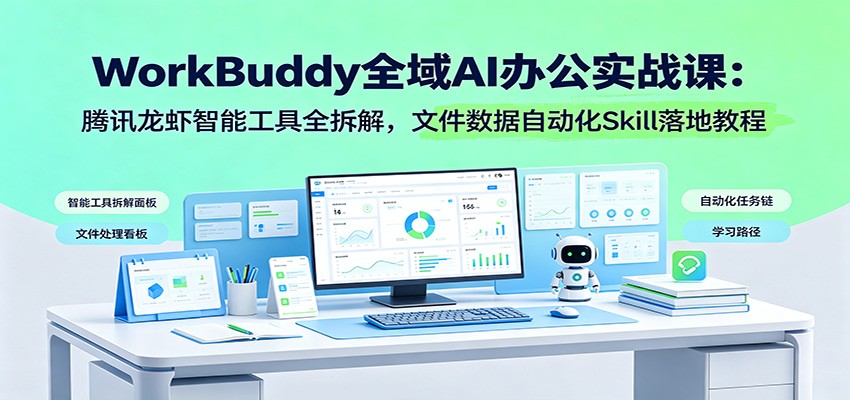 WorkBuddy全域AI办公实战课：腾讯龙虾智能工具全拆解，文件数据自动化Skill落地教程瀚萌资源网-网赚网-网赚项目网-虚拟资源网-国学资源网-易学资源网-本站有全网最新网赚项目-易学课程资源-中医课程资源的在线下载网站！瀚萌资源网