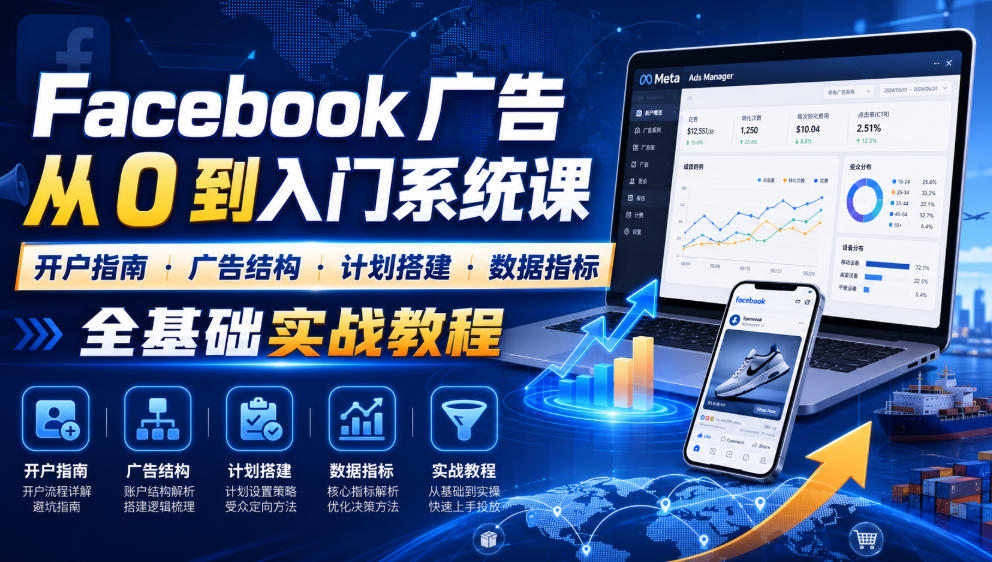 Facebook广告新手从0到入门系统课｜开户指南・广告结构・计划搭建・数据指标全基础实战教程瀚萌资源网-网赚网-网赚项目网-虚拟资源网-国学资源网-易学资源网-本站有全网最新网赚项目-易学课程资源-中医课程资源的在线下载网站！瀚萌资源网