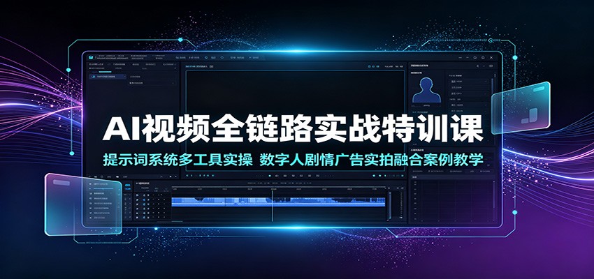 AI视频全链路实战特训课：提示词系统多工具实操，数字人剧情广告实拍融合案例教学瀚萌资源网-网赚网-网赚项目网-虚拟资源网-国学资源网-易学资源网-本站有全网最新网赚项目-易学课程资源-中医课程资源的在线下载网站！瀚萌资源网