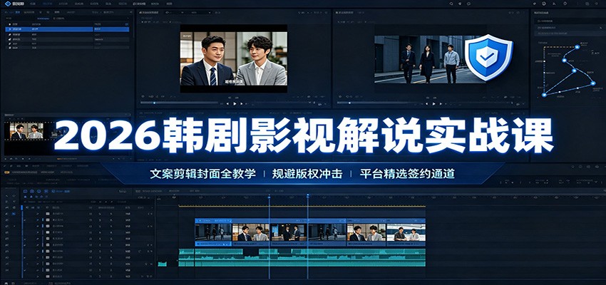2026韩剧影视解说实战课：文案剪辑封面全教学，规避版权冲击平台精选签约通道瀚萌资源网-网赚网-网赚项目网-虚拟资源网-国学资源网-易学资源网-本站有全网最新网赚项目-易学课程资源-中医课程资源的在线下载网站！瀚萌资源网