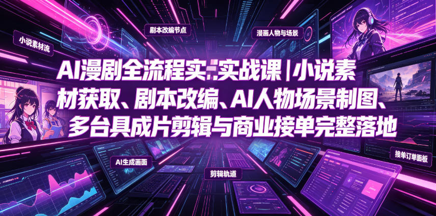 AI漫剧全流程实战课｜小说素材获取、剧本改编、AI人物场景制图、多工具成片剪辑、平台付费变现与商业接单完整落地瀚萌资源网-网赚网-网赚项目网-虚拟资源网-国学资源网-易学资源网-本站有全网最新网赚项目-易学课程资源-中医课程资源的在线下载网站！瀚萌资源网
