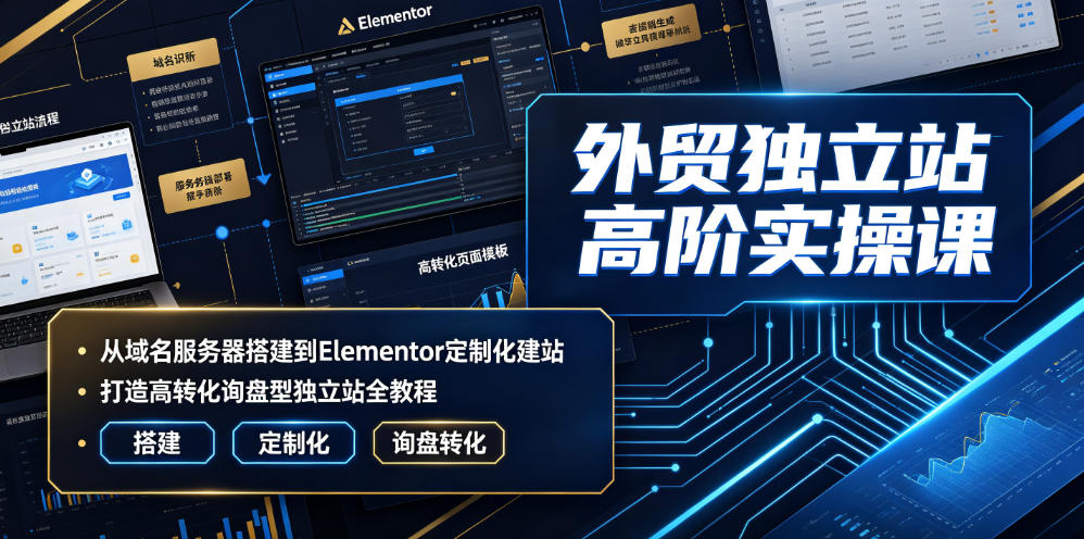 外贸独立站高阶实操课｜从域名服务器搭建到Elementor定制化建站，打造高转化询盘型独立站全教程瀚萌资源网-网赚网-网赚项目网-虚拟资源网-国学资源网-易学资源网-本站有全网最新网赚项目-易学课程资源-中医课程资源的在线下载网站！瀚萌资源网