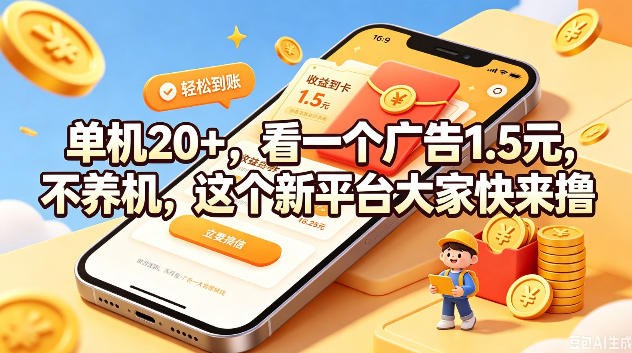 单机20+,看一个广告1.5米,不养机,这个新平台大家快来撸【揭秘】瀚萌资源网-网赚网-网赚项目网-虚拟资源网-国学资源网-易学资源网-本站有全网最新网赚项目-易学课程资源-中医课程资源的在线下载网站!瀚萌资源网