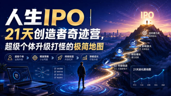 人生IPO︱21天创造者奇迹营，​超级个体升级打怪的极简地图瀚萌资源网-网赚网-网赚项目网-虚拟资源网-国学资源网-易学资源网-本站有全网最新网赚项目-易学课程资源-中医课程资源的在线下载网站！瀚萌资源网