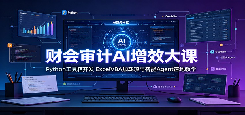 财会审计AI增效大课：Python工具箱开发，ExcelVBA加载项与智能Agent落地教学瀚萌资源网-网赚网-网赚项目网-虚拟资源网-国学资源网-易学资源网-本站有全网最新网赚项目-易学课程资源-中医课程资源的在线下载网站！瀚萌资源网