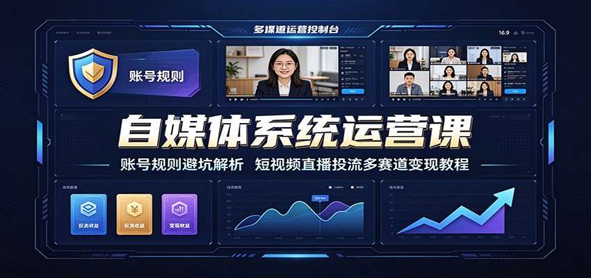 自媒体系统运营课：账号规则避坑解析，短视频直播投流多赛道变现教程瀚萌资源网-网赚网-网赚项目网-虚拟资源网-国学资源网-易学资源网-本站有全网最新网赚项目-易学课程资源-中医课程资源的在线下载网站！瀚萌资源网