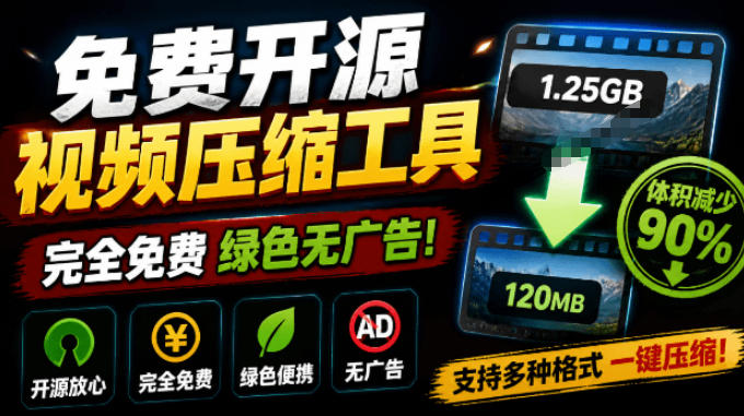 Github开源视频压缩瘦身工具，轻松压缩90%，并保持画质清晰，完全免费绿色无广告！VideoSlim瀚萌资源网-网赚网-网赚项目网-虚拟资源网-国学资源网-易学资源网-本站有全网最新网赚项目-易学课程资源-中医课程资源的在线下载网站！瀚萌资源网