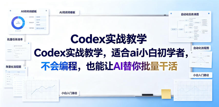 Codex实战教学，适合ai小白初学者，不会编程，也能让AI替你批量干活瀚萌资源网-网赚网-网赚项目网-虚拟资源网-国学资源网-易学资源网-本站有全网最新网赚项目-易学课程资源-中医课程资源的在线下载网站！瀚萌资源网