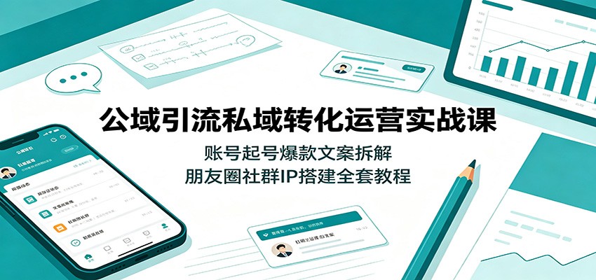 公域引流私域转化运营实战课：账号起号爆款文案拆解，朋友圈社群IP搭建全套教程瀚萌资源网-网赚网-网赚项目网-虚拟资源网-国学资源网-易学资源网-本站有全网最新网赚项目-易学课程资源-中医课程资源的在线下载网站！瀚萌资源网