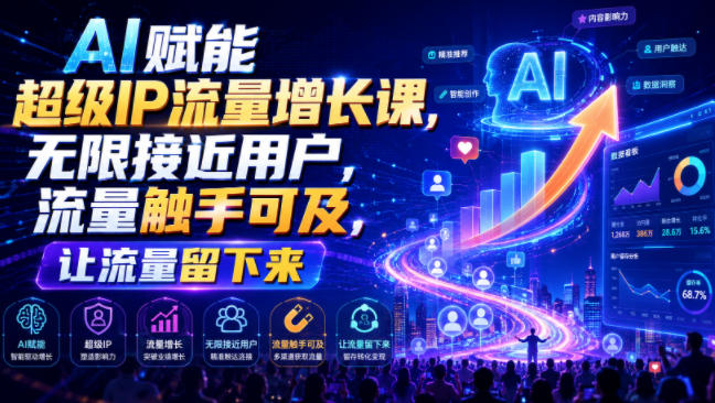 AI赋能超级IP流量增长课，无限接近用户，流量触手可及，让流量留下来瀚萌资源网-网赚网-网赚项目网-虚拟资源网-国学资源网-易学资源网-本站有全网最新网赚项目-易学课程资源-中医课程资源的在线下载网站！瀚萌资源网