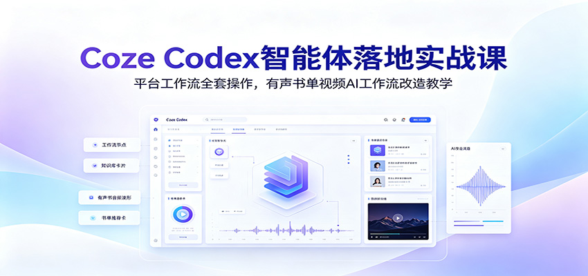 Coze Codex智能体落地实战课：平台工作流全套操作，有声书单视频AI工作流改造教学瀚萌资源网-网赚网-网赚项目网-虚拟资源网-国学资源网-易学资源网-本站有全网最新网赚项目-易学课程资源-中医课程资源的在线下载网站！瀚萌资源网