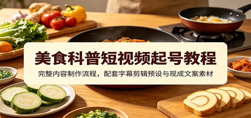美食科普短视频起号教程：完整内容制作流程，配套字幕剪辑预设与现成文案素材瀚萌资源网-网赚网-网赚项目网-虚拟资源网-国学资源网-易学资源网-本站有全网最新网赚项目-易学课程资源-中医课程资源的在线下载网站！瀚萌资源网