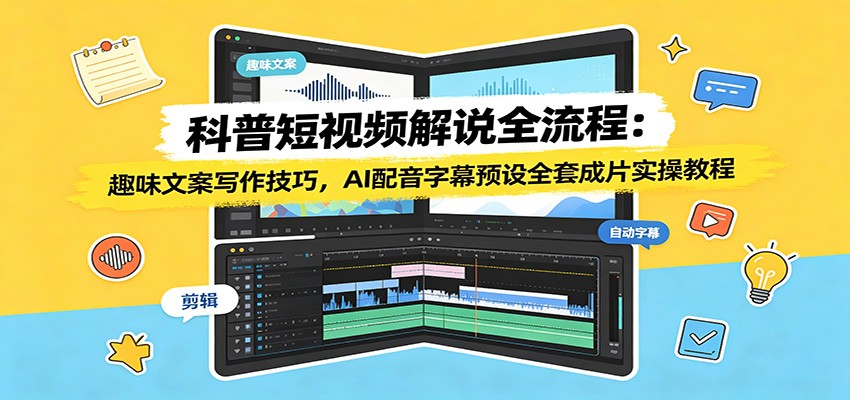 科普短视频解说全流程：趣味文案写作技巧，AI配音字幕预设全套成片实操教程瀚萌资源网-网赚网-网赚项目网-虚拟资源网-国学资源网-易学资源网-本站有全网最新网赚项目-易学课程资源-中医课程资源的在线下载网站！瀚萌资源网