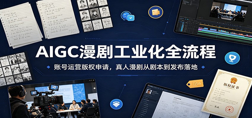 AIGC漫剧工业化全流程：账号运营版权申请，真人漫剧从剧本到发布落地瀚萌资源网-网赚网-网赚项目网-虚拟资源网-国学资源网-易学资源网-本站有全网最新网赚项目-易学课程资源-中医课程资源的在线下载网站！瀚萌资源网