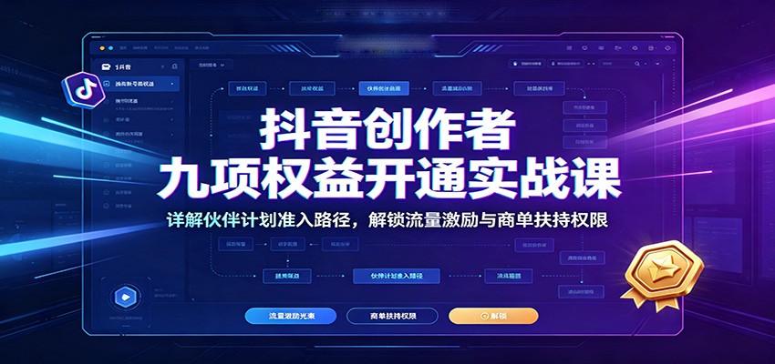抖音创作者九项权益开通实战课：详解伙伴计划准入路径，解锁流量激励与商单扶持权限瀚萌资源网-网赚网-网赚项目网-虚拟资源网-国学资源网-易学资源网-本站有全网最新网赚项目-易学课程资源-中医课程资源的在线下载网站！瀚萌资源网