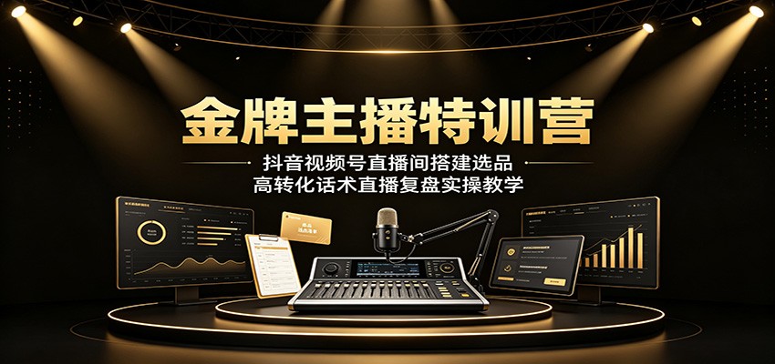 金牌主播特训营：抖音视频号直播间搭建选品，高转化话术直播复盘实操教学瀚萌资源网-网赚网-网赚项目网-虚拟资源网-国学资源网-易学资源网-本站有全网最新网赚项目-易学课程资源-中医课程资源的在线下载网站！瀚萌资源网