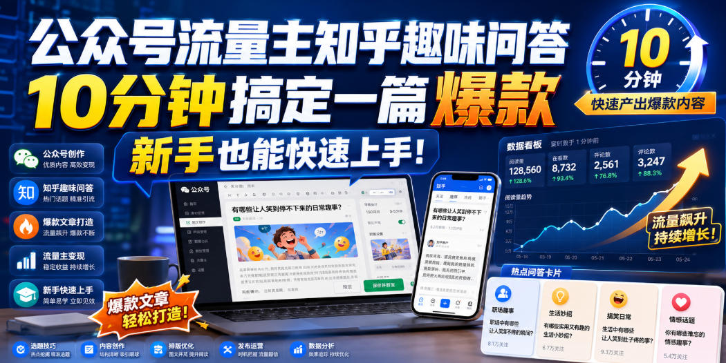 公众号流量主知乎趣味问答，10分钟搞定一篇爆款，新手也能快速上手！瀚萌资源网-网赚网-网赚项目网-虚拟资源网-国学资源网-易学资源网-本站有全网最新网赚项目-易学课程资源-中医课程资源的在线下载网站！瀚萌资源网