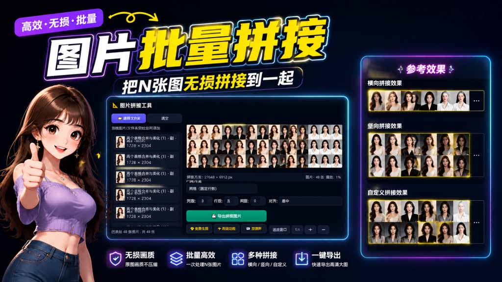 （20005期）图片批量拼接，把N张图无损拼接到一起，支持横向、竖向、自定义等功能瀚萌资源网-网赚网-网赚项目网-虚拟资源网-国学资源网-易学资源网-本站有全网最新网赚项目-易学课程资源-中医课程资源的在线下载网站！瀚萌资源网