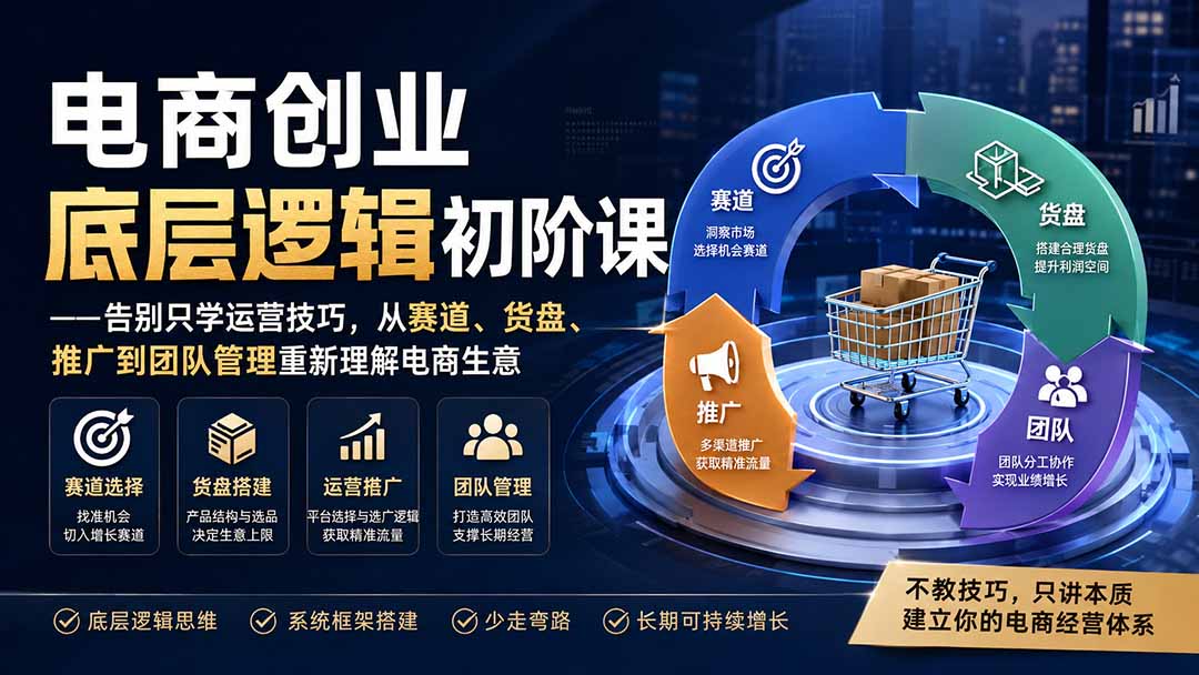 （19926期）电商创业底层逻辑初阶课——告别只学运营技巧，从赛道、货盘、推广到团队管理重新理解电商生意瀚萌资源网-网赚网-网赚项目网-虚拟资源网-国学资源网-易学资源网-本站有全网最新网赚项目-易学课程资源-中医课程资源的在线下载网站！瀚萌资源网