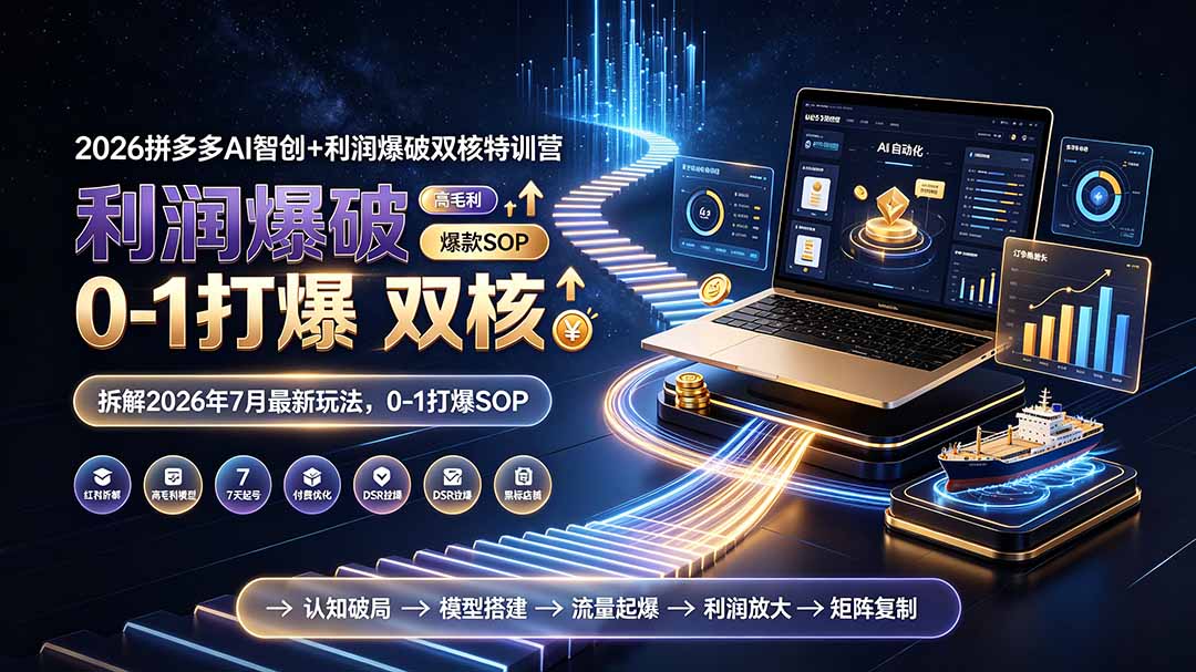 （19804期）2026拼多多AI智创+利润爆破双核特训营-更新：拆解2026年7月最新玩法，0-1打爆SOP瀚萌资源网-网赚网-网赚项目网-虚拟资源网-国学资源网-易学资源网-本站有全网最新网赚项目-易学课程资源-中医课程资源的在线下载网站！瀚萌资源网