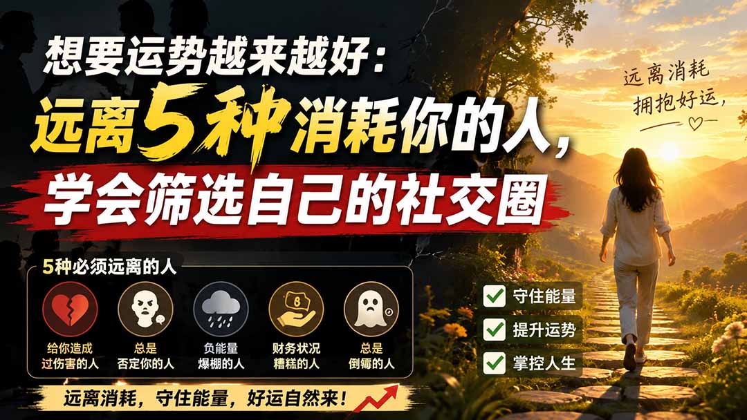 （19965期）付费文章：想要运势越来越好：远离5种消耗你的人，学会筛选自己的社交圈瀚萌资源网-网赚网-网赚项目网-虚拟资源网-国学资源网-易学资源网-本站有全网最新网赚项目-易学课程资源-中医课程资源的在线下载网站！瀚萌资源网