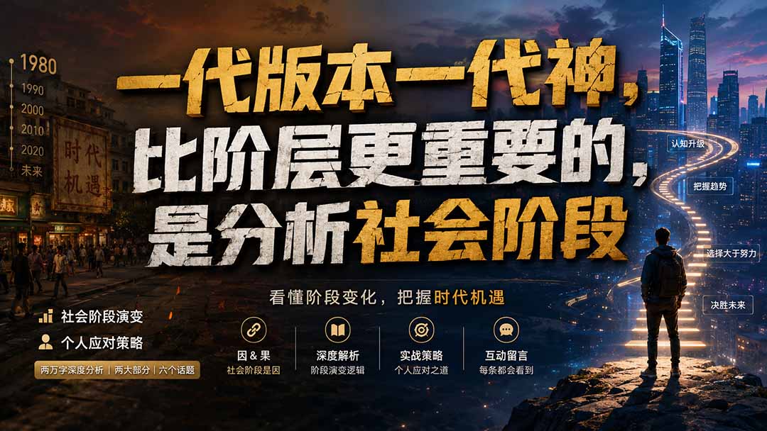 （19745期）付费文章：一代版本一代神，比阶层更重要的，是分析社会阶段瀚萌资源网-网赚网-网赚项目网-虚拟资源网-国学资源网-易学资源网-本站有全网最新网赚项目-易学课程资源-中医课程资源的在线下载网站！瀚萌资源网