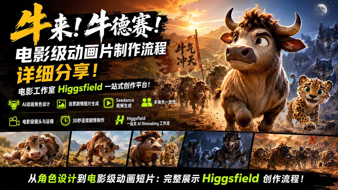 （19987期）牛来！牛德赛！电影级动画片制作流程详细分享！电影工作室Higgsfield一站式创作平台！瀚萌资源网-网赚网-网赚项目网-虚拟资源网-国学资源网-易学资源网-本站有全网最新网赚项目-易学课程资源-中医课程资源的在线下载网站！瀚萌资源网
