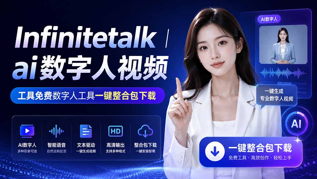 （20008期）Infinitetalk丨ai数字人视频-工具免费数字人工具一键整合包下载瀚萌资源网-网赚网-网赚项目网-虚拟资源网-国学资源网-易学资源网-本站有全网最新网赚项目-易学课程资源-中医课程资源的在线下载网站！瀚萌资源网