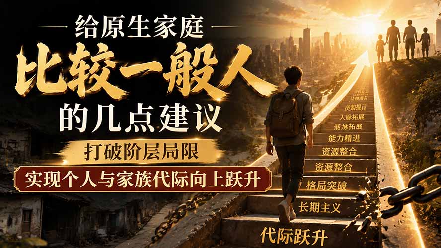 （19708期）付费文章：给原生家庭比较一般人的几点建议，打破阶层局限，实现个人与家族代际向上跃升瀚萌资源网-网赚网-网赚项目网-虚拟资源网-国学资源网-易学资源网-本站有全网最新网赚项目-易学课程资源-中医课程资源的在线下载网站！瀚萌资源网