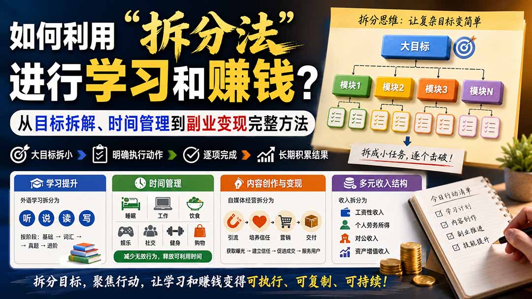 （20022期）付费文章：如何利用“拆分法”进行学习和賺钱？从目标拆解、时间管理到副业变现完整方法瀚萌资源网-网赚网-网赚项目网-虚拟资源网-国学资源网-易学资源网-本站有全网最新网赚项目-易学课程资源-中医课程资源的在线下载网站！瀚萌资源网
