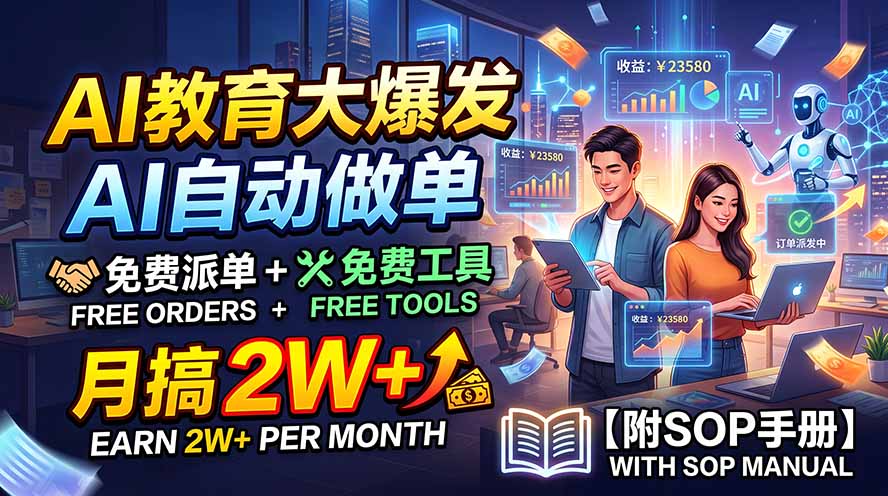（19731期）AI教育大爆发，AI自动做单，免费派单+免费工具，月搞2W+【附SOP手册】瀚萌资源网-网赚网-网赚项目网-虚拟资源网-国学资源网-易学资源网-本站有全网最新网赚项目-易学课程资源-中医课程资源的在线下载网站！瀚萌资源网