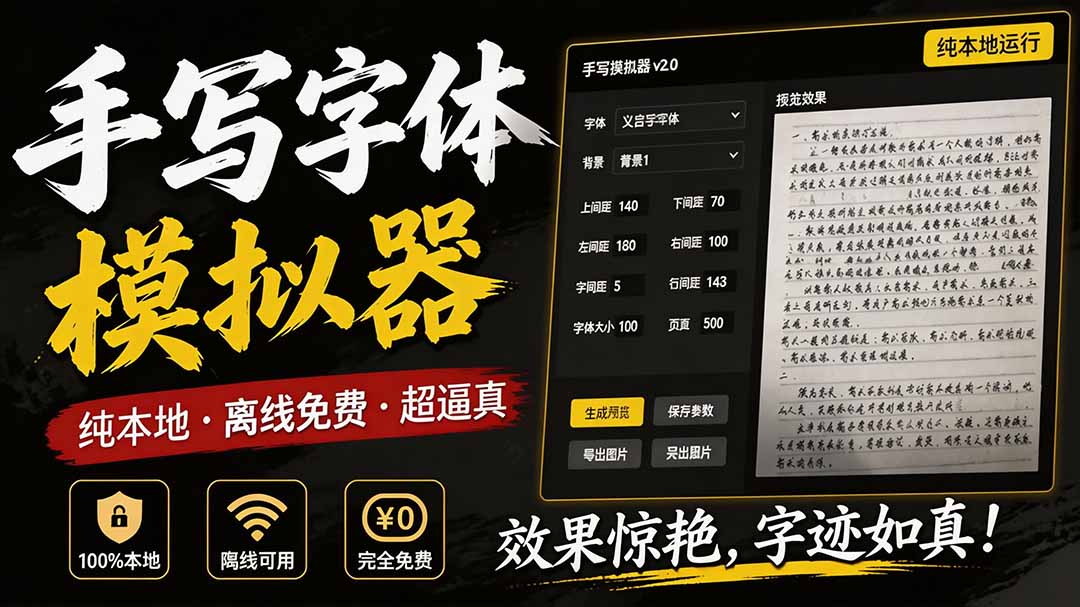 （19810期）罚抄神器！罚抄10万字都不在怕了，手写字体模拟生成器，附带新整理背景图和字体，纯本地离线运行瀚萌资源网-网赚网-网赚项目网-虚拟资源网-国学资源网-易学资源网-本站有全网最新网赚项目-易学课程资源-中医课程资源的在线下载网站！瀚萌资源网