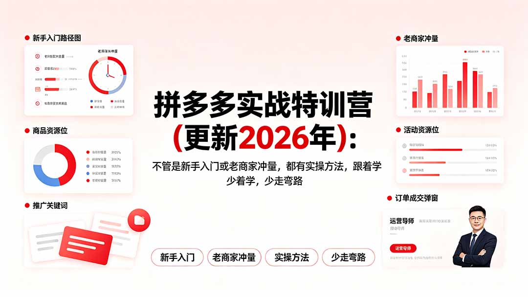 （19724期）拼多多实战特训营(更新2026年)：不管是新手入门或老商家冲量，都有实操方法，跟着学，少走弯路瀚萌资源网-网赚网-网赚项目网-虚拟资源网-国学资源网-易学资源网-本站有全网最新网赚项目-易学课程资源-中医课程资源的在线下载网站！瀚萌资源网