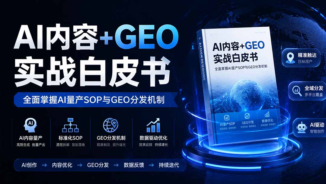 （19729期）AI内容+GEO实战白皮书。全面掌握AI量产SOP与GEO分发机制瀚萌资源网-网赚网-网赚项目网-虚拟资源网-国学资源网-易学资源网-本站有全网最新网赚项目-易学课程资源-中医课程资源的在线下载网站！瀚萌资源网
