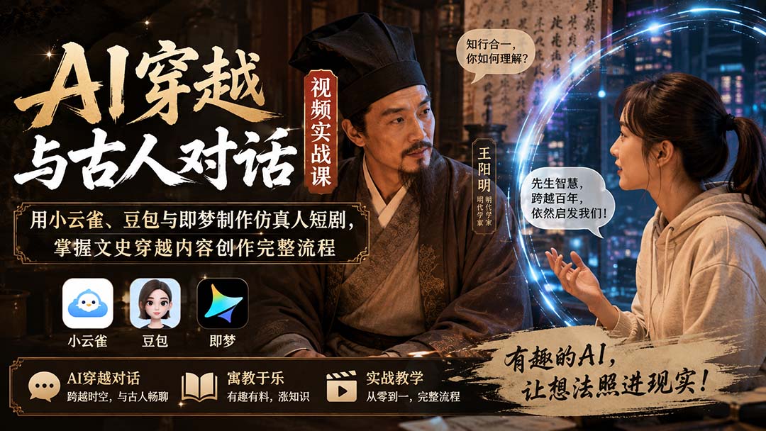 （20171期）AI穿越与古人对话视频实战课：用小云雀、豆包与即梦制作仿真人短剧，掌握文史穿越内容创作完整流程瀚萌资源网-网赚网-网赚项目网-虚拟资源网-国学资源网-易学资源网-本站有全网最新网赚项目-易学课程资源-中医课程资源的在线下载网站！瀚萌资源网