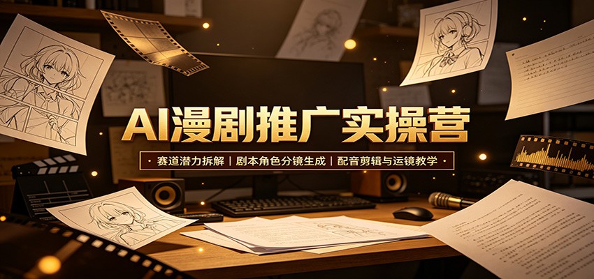 AI漫剧推广实操营：赛道潜力拆解，剧本角色分镜生成，配音剪辑与运镜教学瀚萌资源网-网赚网-网赚项目网-虚拟资源网-国学资源网-易学资源网-本站有全网最新网赚项目-易学课程资源-中医课程资源的在线下载网站！瀚萌资源网