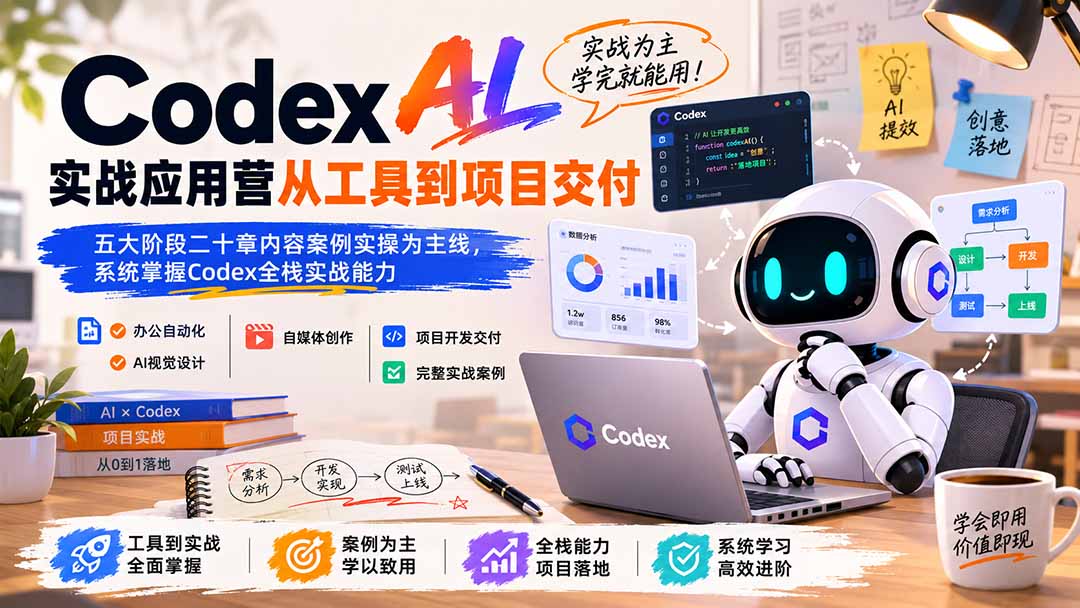 （19854期）Codex AI实战应用营从工具到项目交付；五大阶段二十章内容案例实操为主线，系统掌握Codex全栈实战能力瀚萌资源网-网赚网-网赚项目网-虚拟资源网-国学资源网-易学资源网-本站有全网最新网赚项目-易学课程资源-中医课程资源的在线下载网站！瀚萌资源网