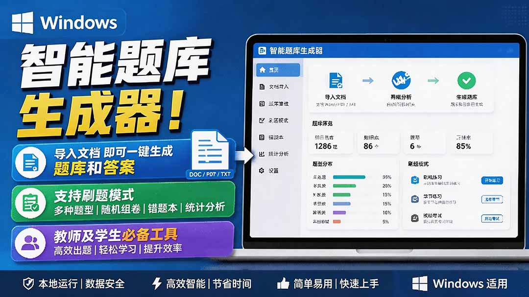 （19855期）Windows 智能题库刷题软件！导入文档一键生成题库和答案，并支持刷题模式，教师及学生必备工具 原创瀚萌资源网-网赚网-网赚项目网-虚拟资源网-国学资源网-易学资源网-本站有全网最新网赚项目-易学课程资源-中医课程资源的在线下载网站！瀚萌资源网