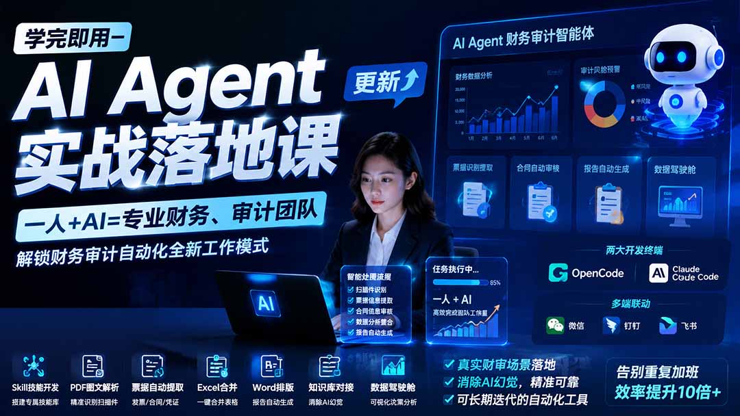 （19702期）学完即用—AI Agent实战落地课-更新：一人+AI=专业财务、审计团队，解锁财务审计自动化全新工作模式瀚萌资源网-网赚网-网赚项目网-虚拟资源网-国学资源网-易学资源网-本站有全网最新网赚项目-易学课程资源-中医课程资源的在线下载网站！瀚萌资源网