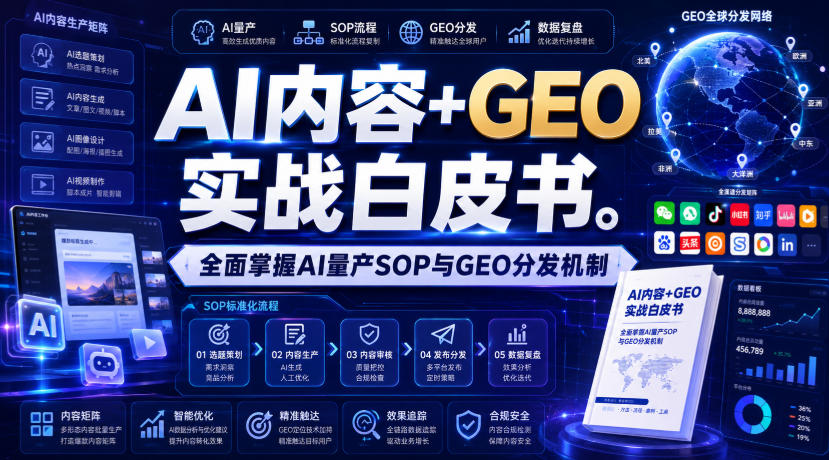 AI内容+GEO实战白皮书，全面掌握AI量产SOP与GEO分发机制【文档】瀚萌资源网-网赚网-网赚项目网-虚拟资源网-国学资源网-易学资源网-本站有全网最新网赚项目-易学课程资源-中医课程资源的在线下载网站！瀚萌资源网