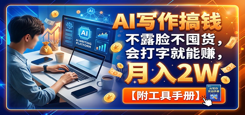 AI写作搞钱:不露脸不囤货,会打字就能赚,月入2W【附工具手册】瀚萌资源网-网赚网-网赚项目网-虚拟资源网-国学资源网-易学资源网-本站有全网最新网赚项目-易学课程资源-中医课程资源的在线下载网站!瀚萌资源网