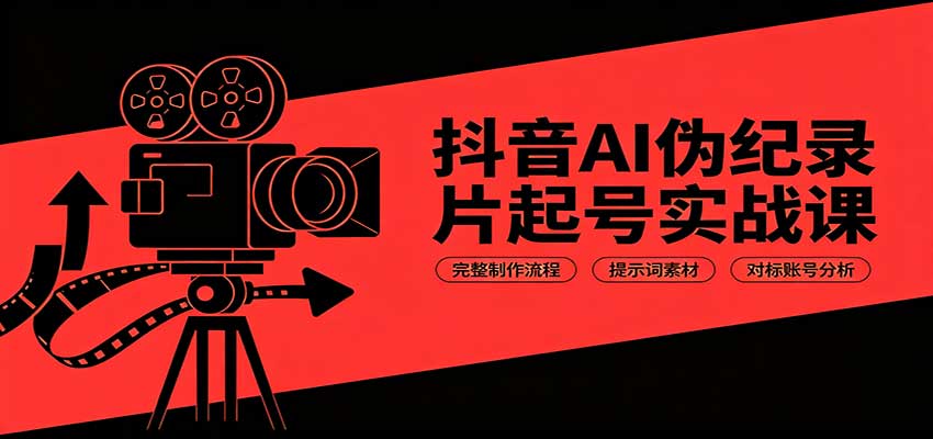 抖音AI伪纪录片起号实战课：完整制作流程，提示词素材，对标账号分析瀚萌资源网-网赚网-网赚项目网-虚拟资源网-国学资源网-易学资源网-本站有全网最新网赚项目-易学课程资源-中医课程资源的在线下载网站！瀚萌资源网