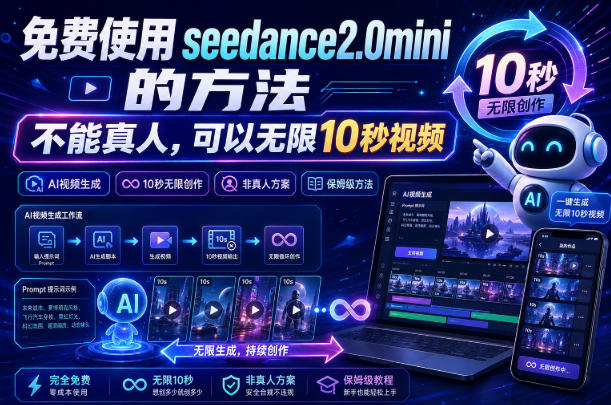 免费使用seedance2.0mini的方法，不能真人，可以无限10秒视频，9图+3音频参考瀚萌资源网-网赚网-网赚项目网-虚拟资源网-国学资源网-易学资源网-本站有全网最新网赚项目-易学课程资源-中医课程资源的在线下载网站！瀚萌资源网